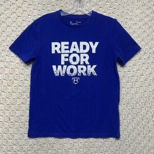 Under Armour T-Shirt Boys Youth Sz L Blue Short Sleeve Crew Neck Loose